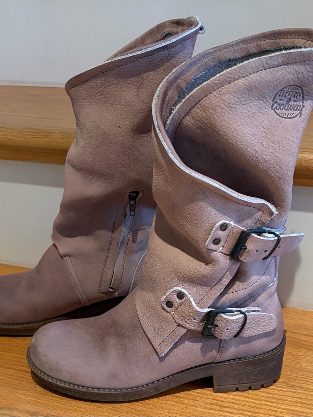 Coolway Women's Dusty Pink Buckle Moto Boots